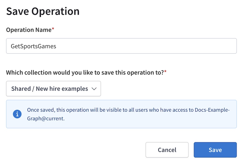 Dialog for saving operation to collection